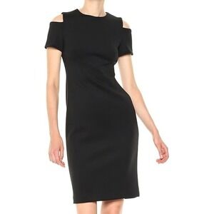Calvin Klein Womens Black Stretchy Short‎ Slv Cold Shoulder Bodycon Dress Size 8